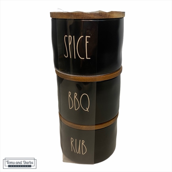 Rae Dunn SPICE BBQ RUB 3 Piece Set Spice Jar - Picture 3 of 7